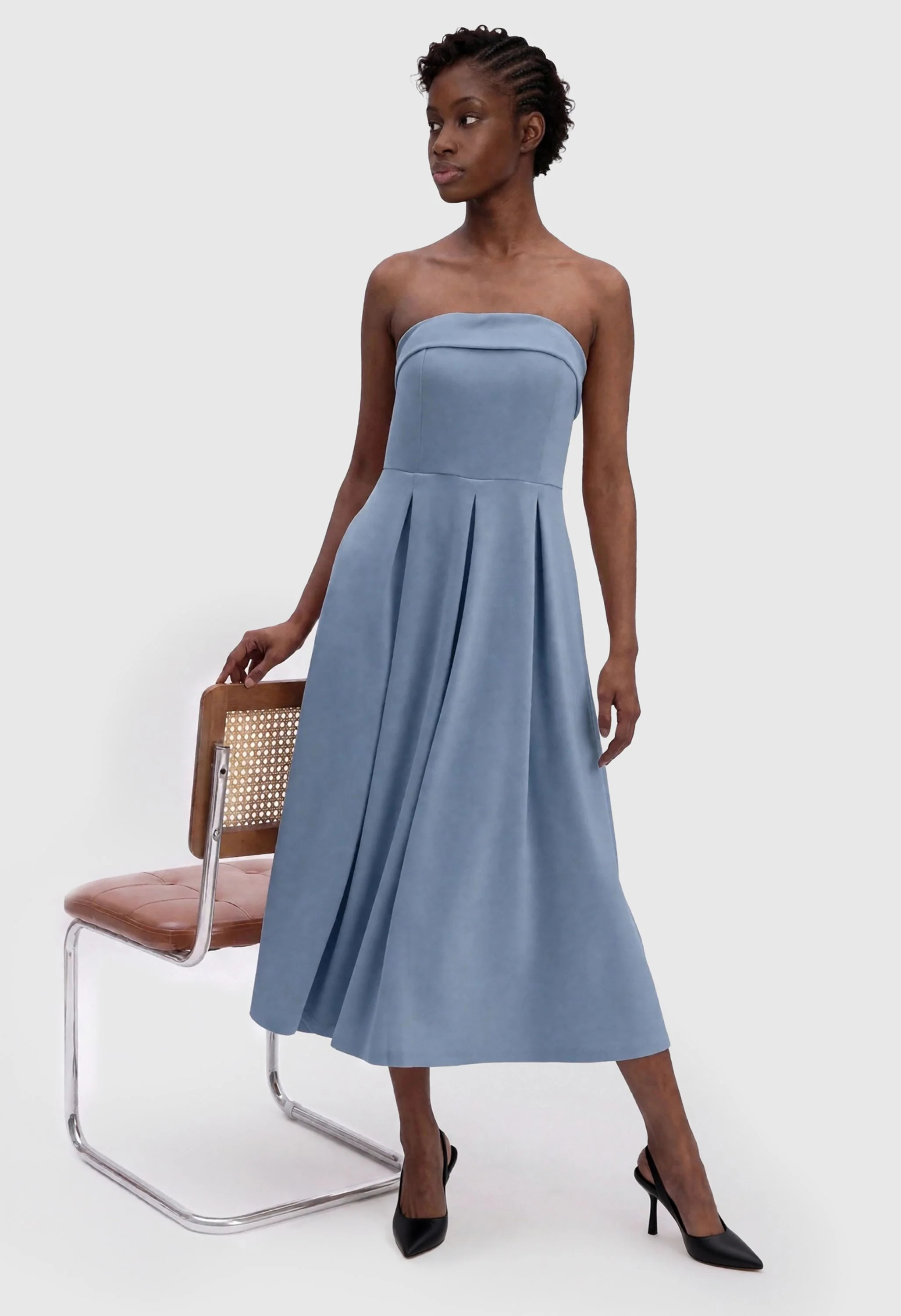 Women Summer Formal Elegant Strapless Midi Dress - Image 4