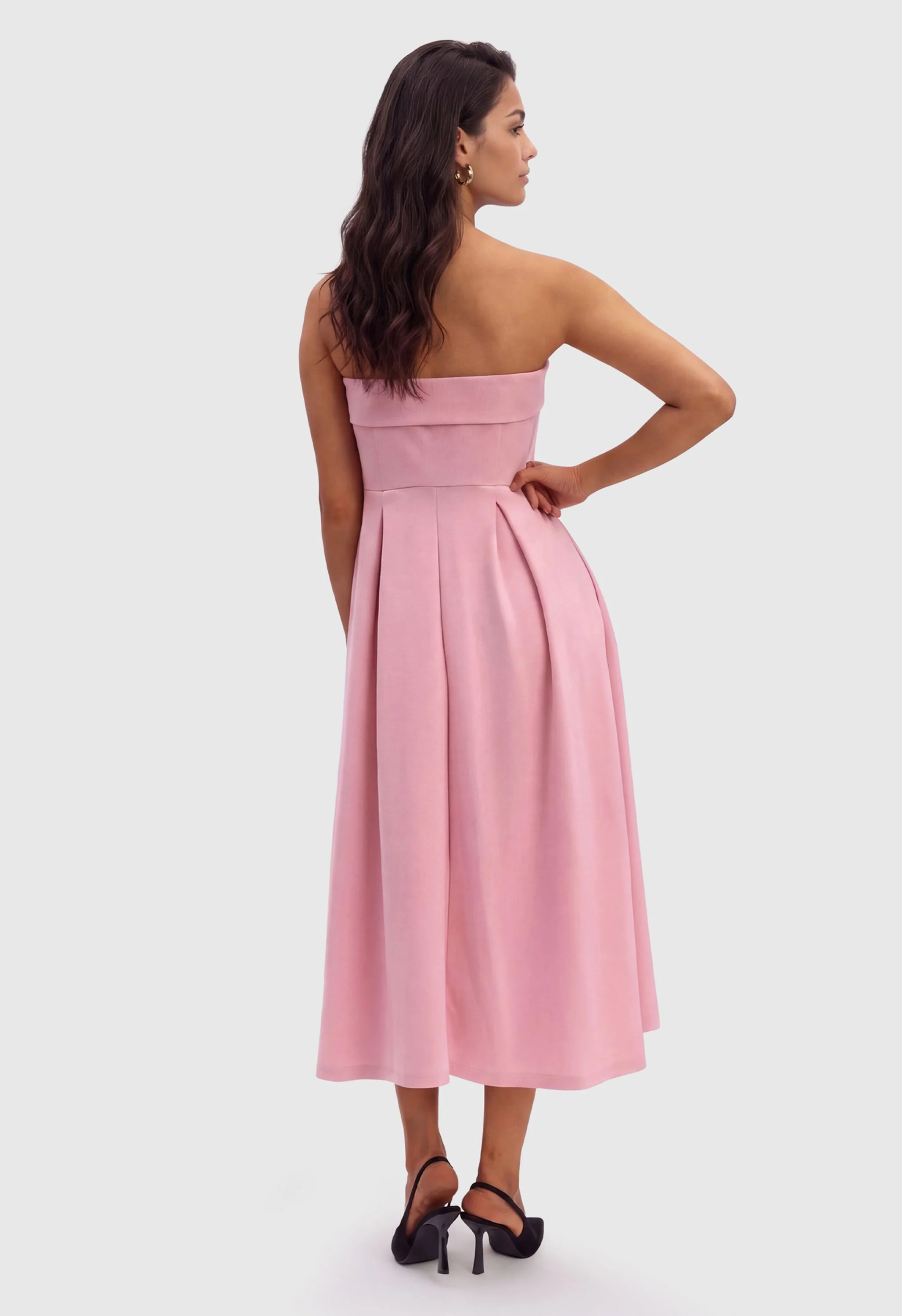 Women Summer Formal Elegant Strapless Midi Dress - Image 2