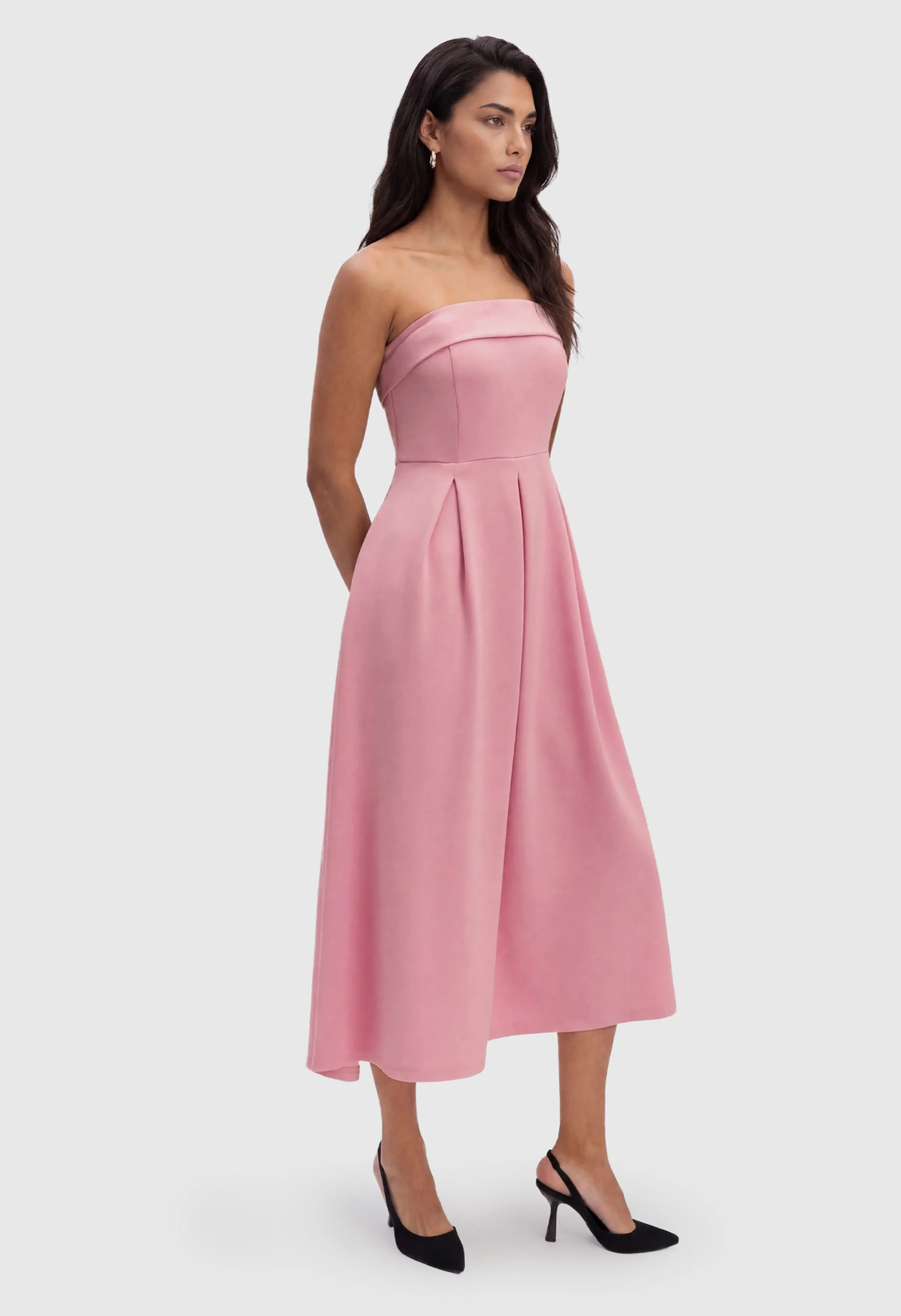 Women Summer Formal Elegant Strapless Midi Dress - Image 3