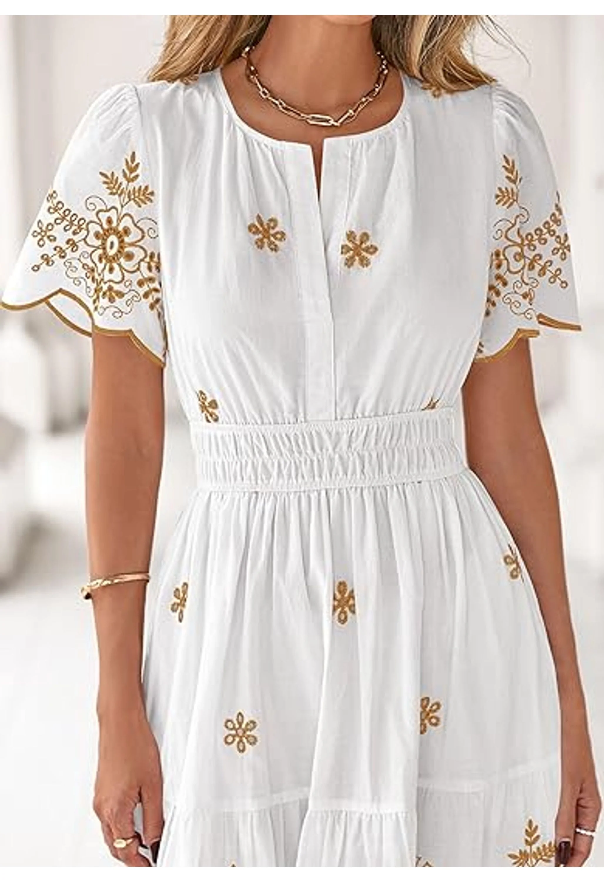 Women Summer Floral Short Sleeve V Neck Dress - Image 3