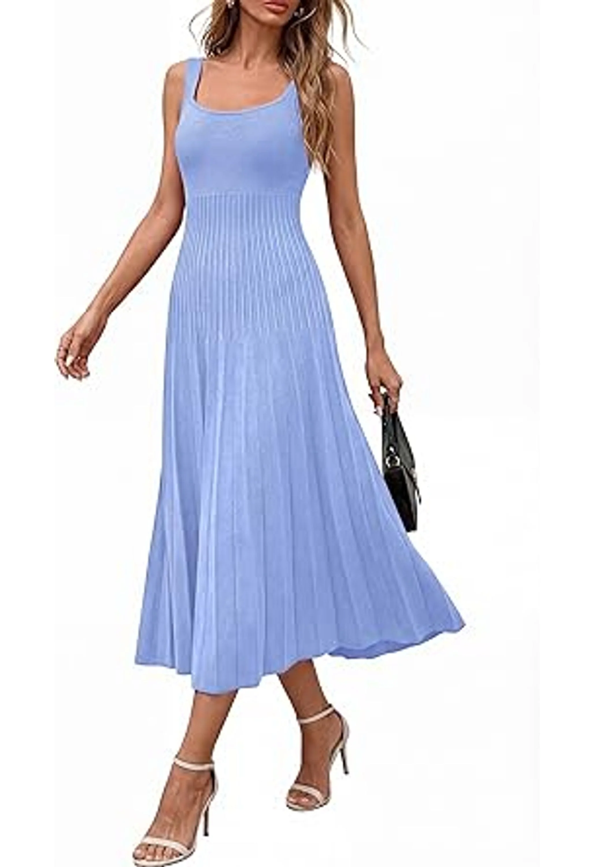 Women Summer Sleeveless Square Neck Midi Dress - Image 2
