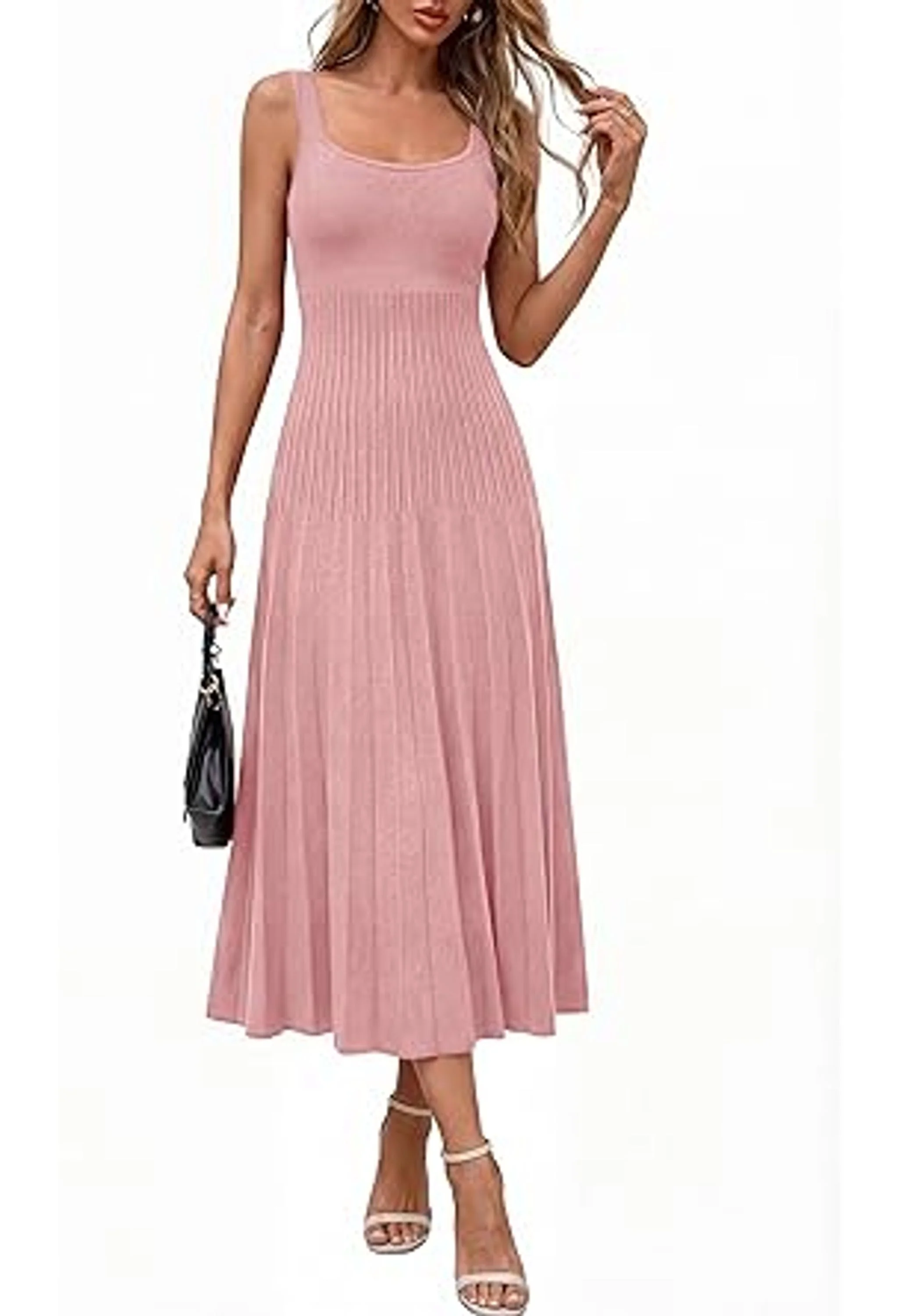 Women Summer Sleeveless Square Neck Midi Dress - Image 3