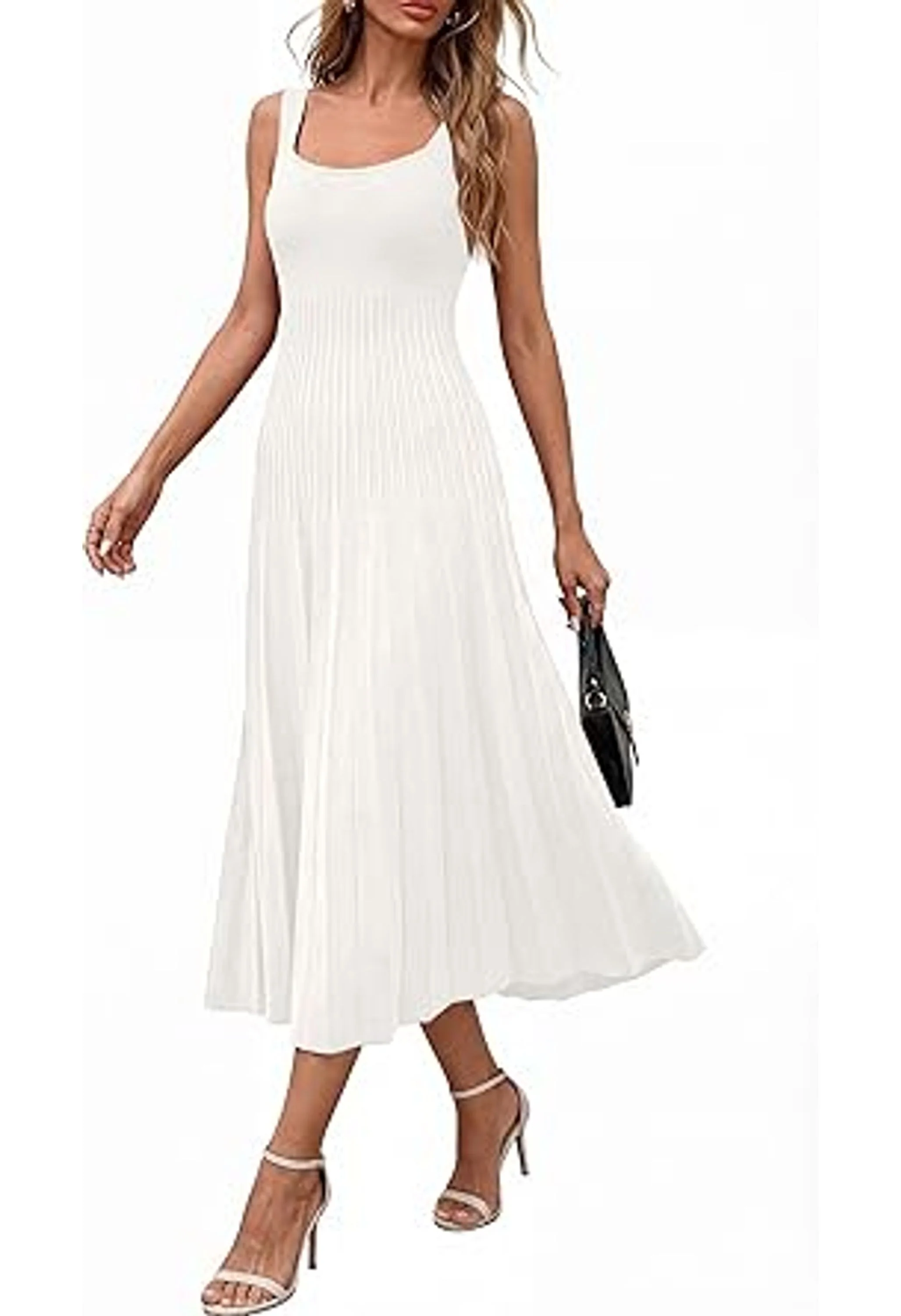 Women Summer Sleeveless Square Neck Midi Dress - Image 2