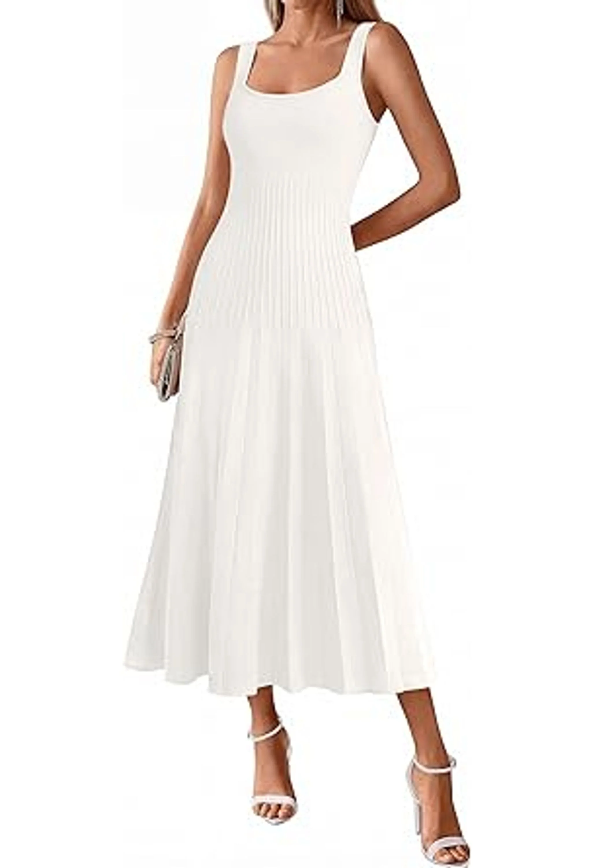 Women Summer Sleeveless Square Neck Midi Dress - Image 3
