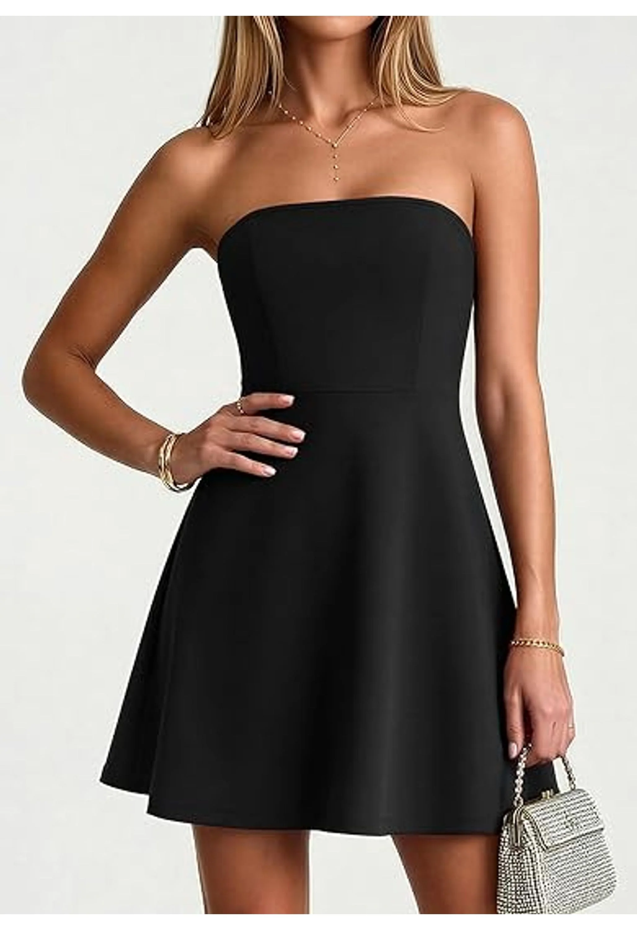 Women Strapless A Line Mini Short Dresses - Image 3