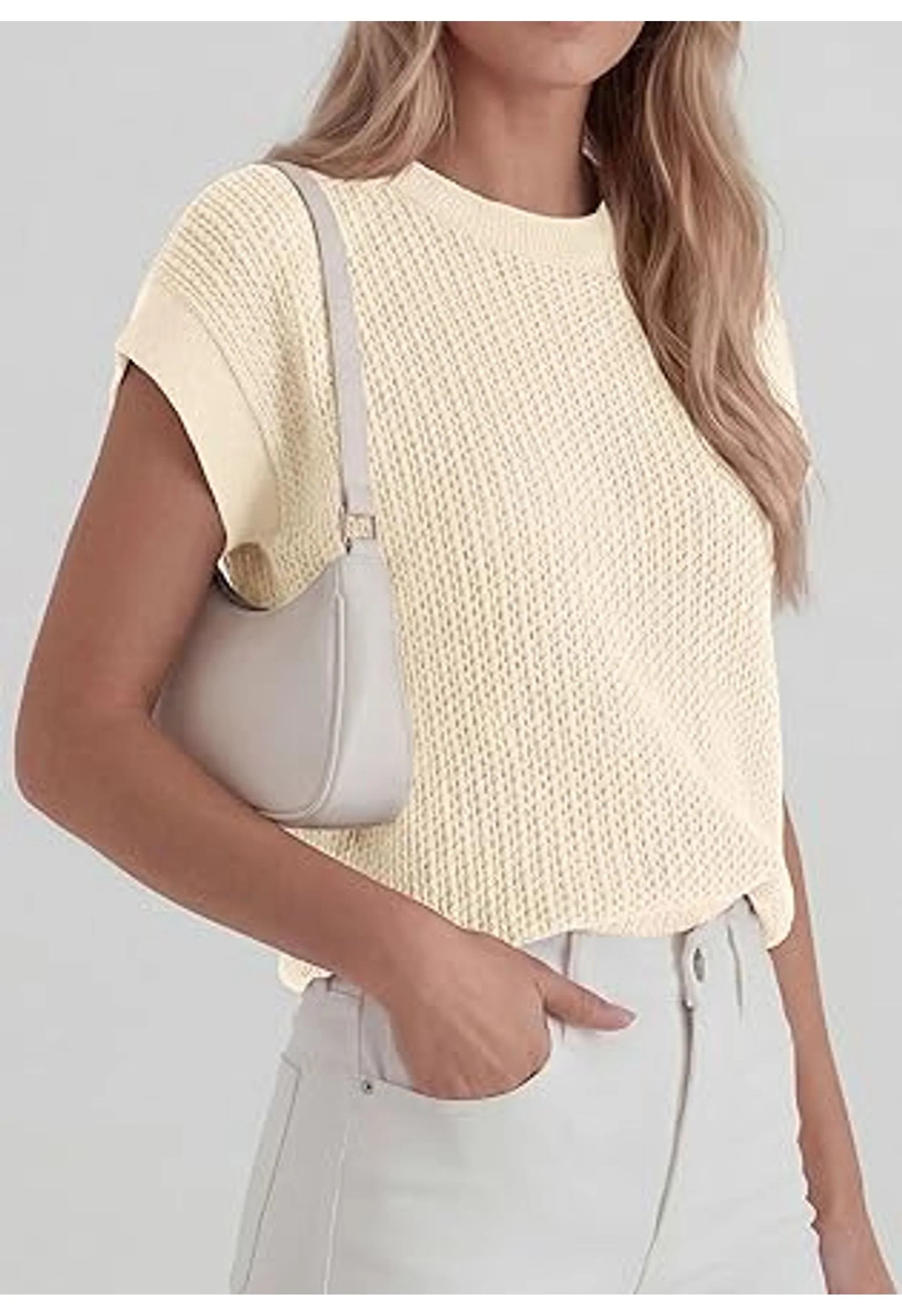 Women Summer Crochet Sweater Vest Business Casual Top - Image 2