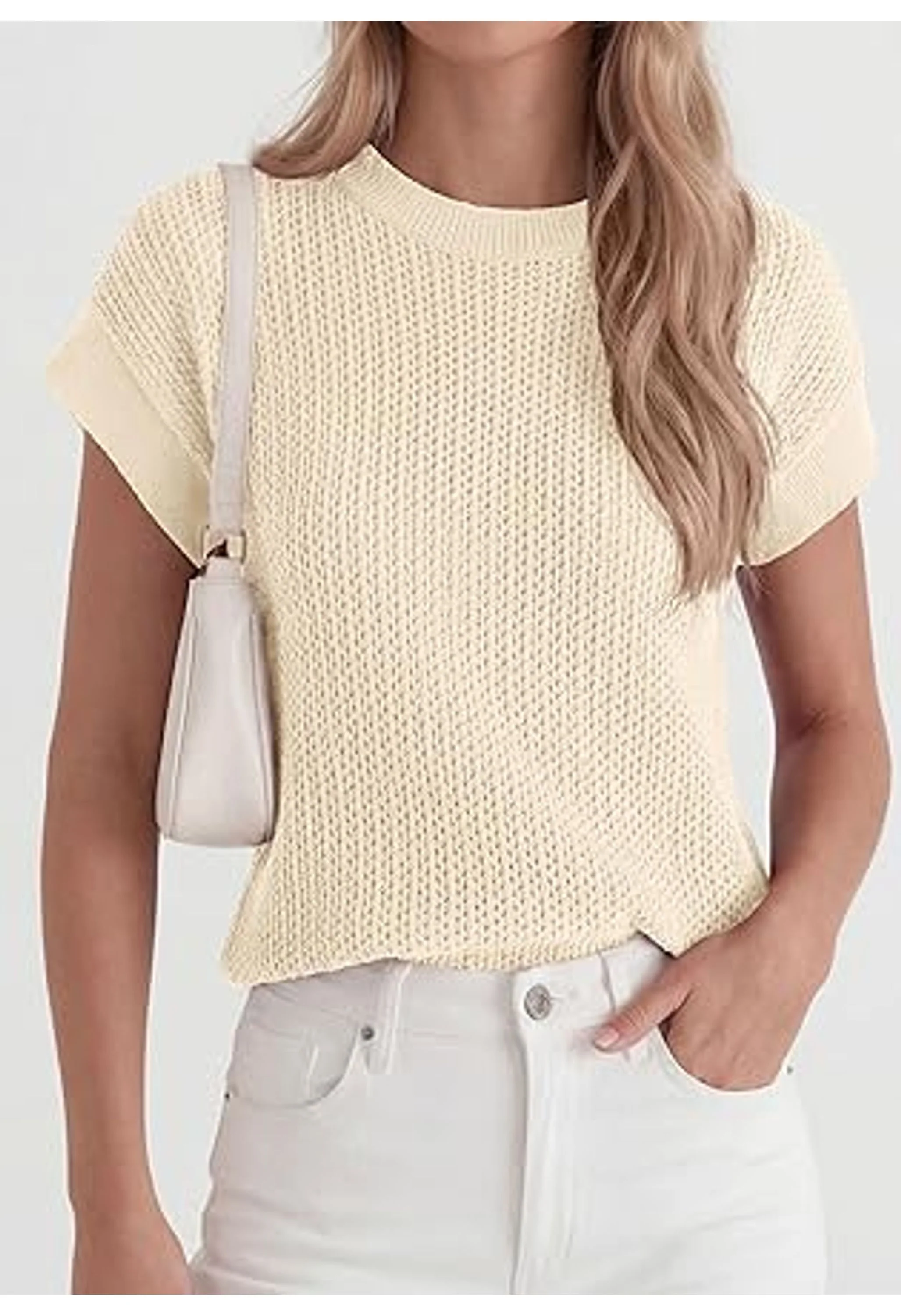 Women Summer Crochet Sweater Vest Business Casual Top - Image 3
