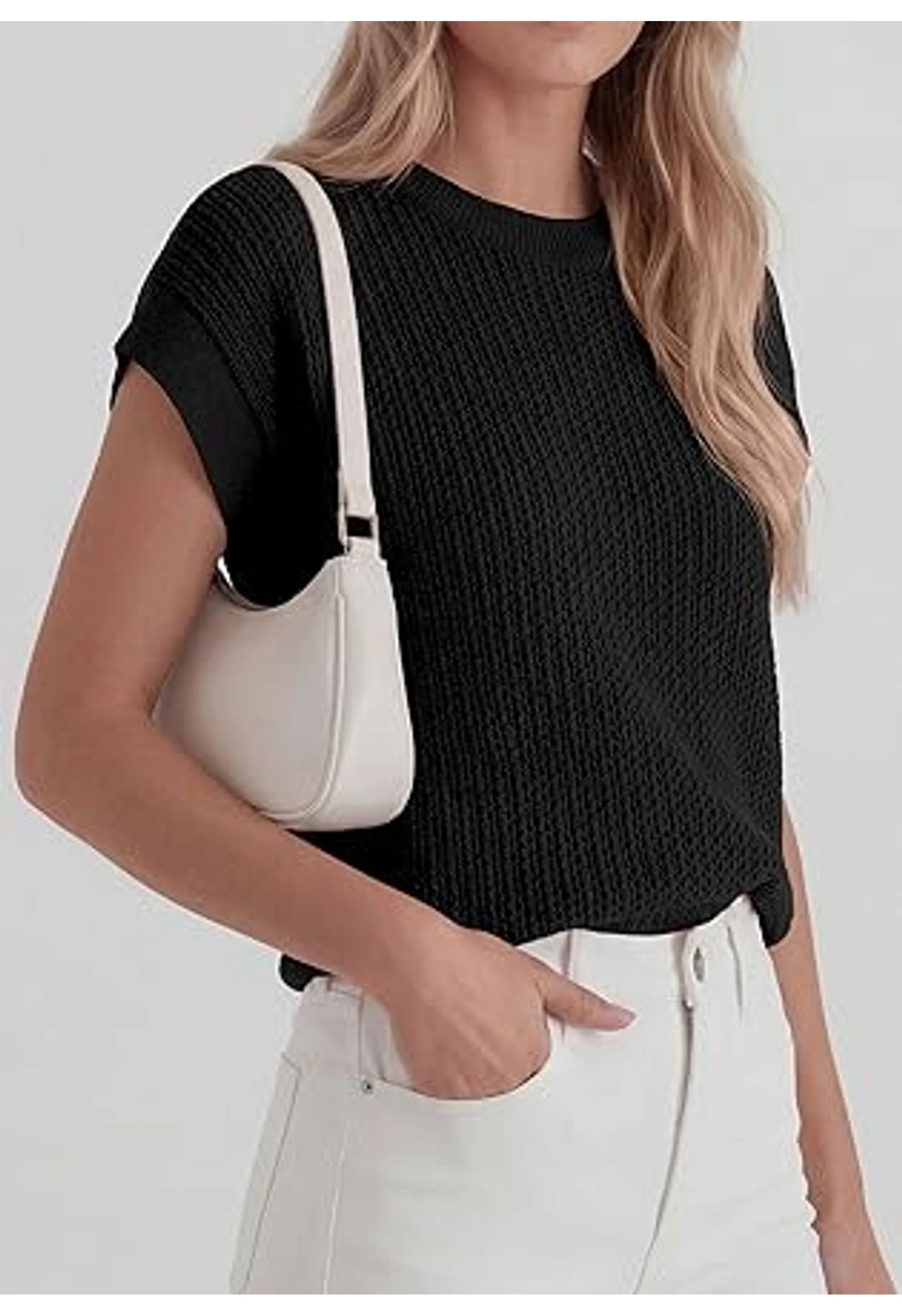Women Summer Crochet Sweater Vest Business Casual Top - Image 2