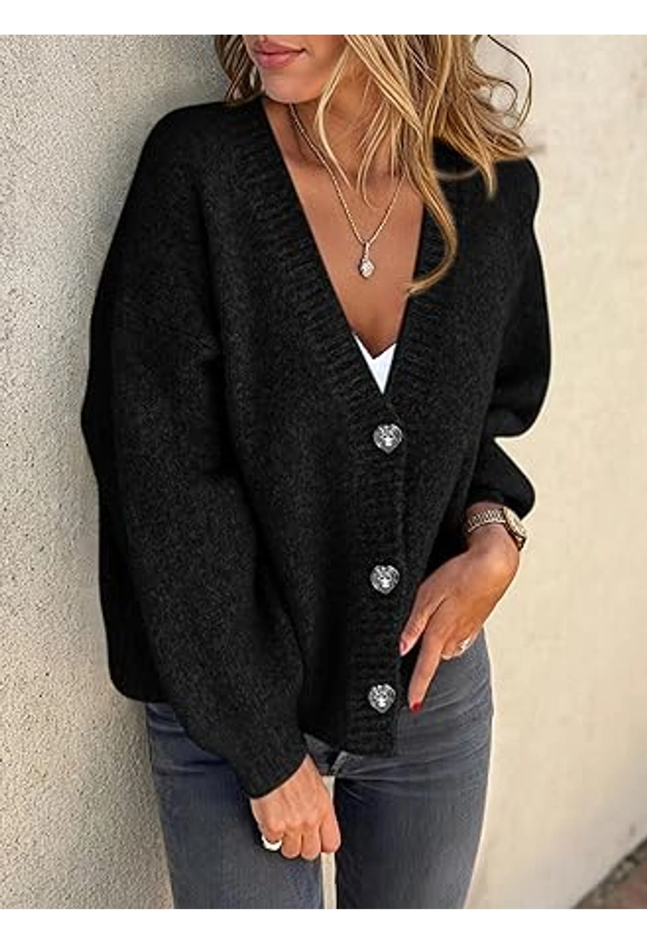 Women's Button Down Oversized Chunky Knit Sweater - Image 2