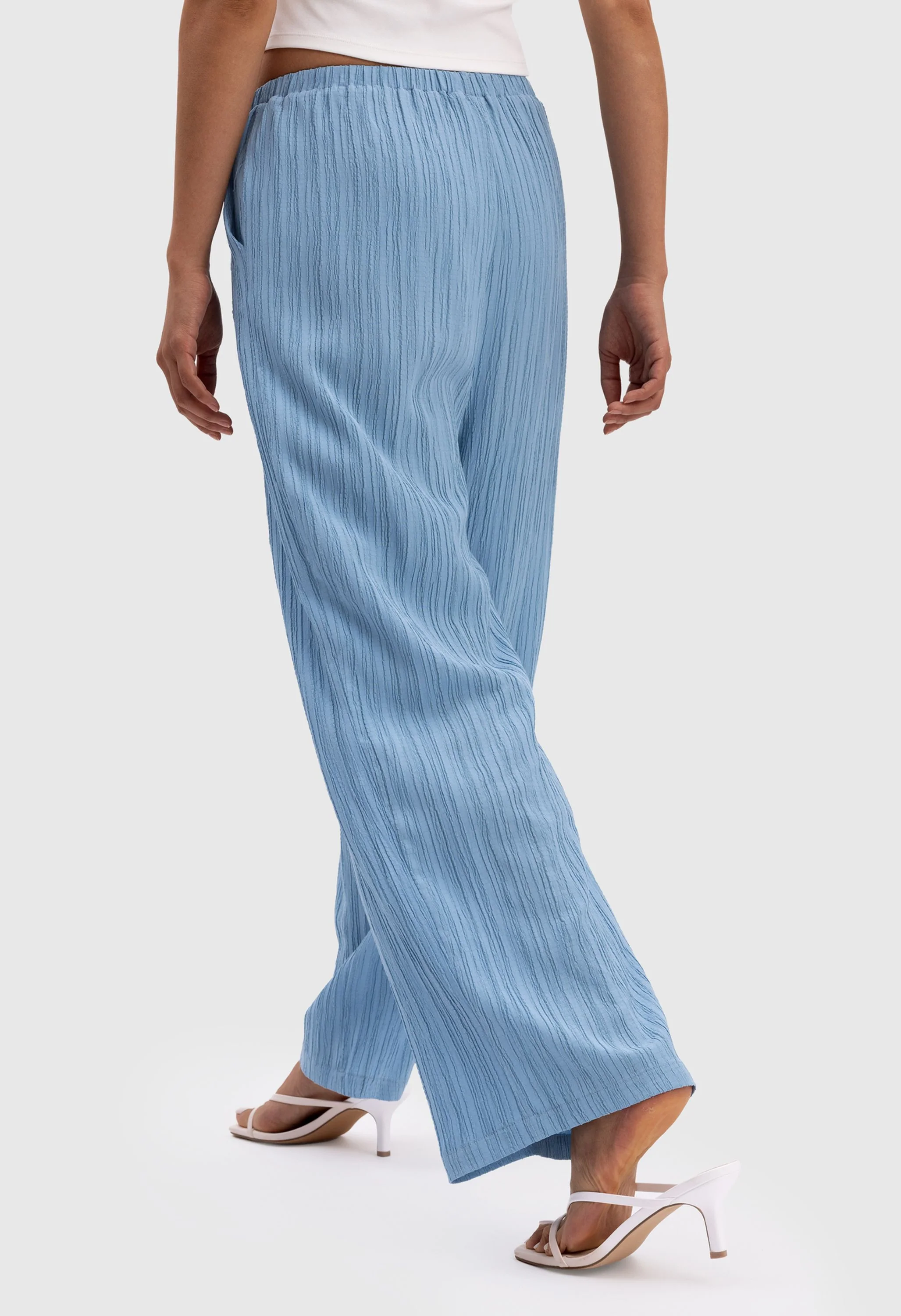 Women Palazzo Pants Summer High Waisted Drawstring - Image 2