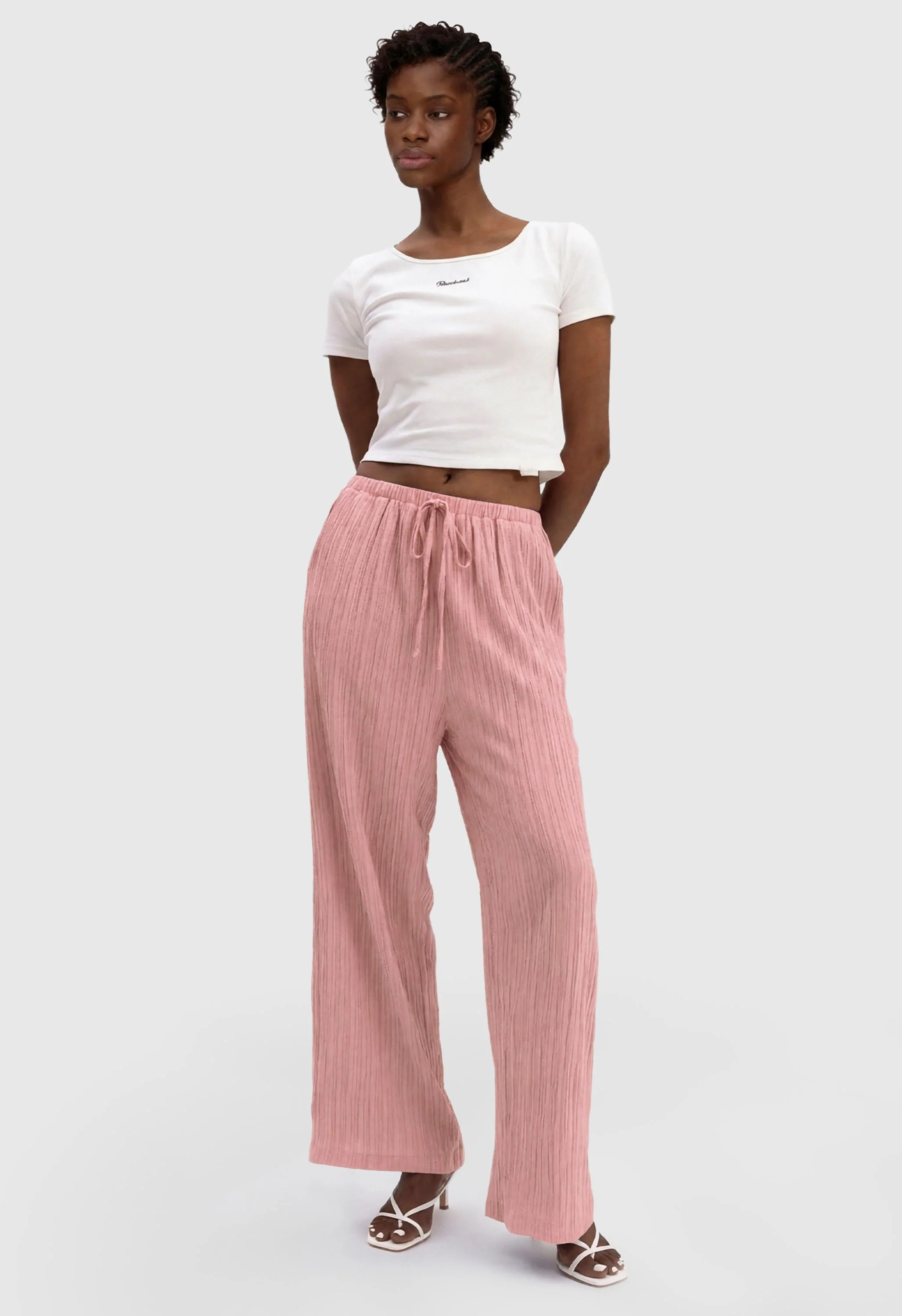 Women Palazzo Pants Summer High Waisted Drawstring - Image 4