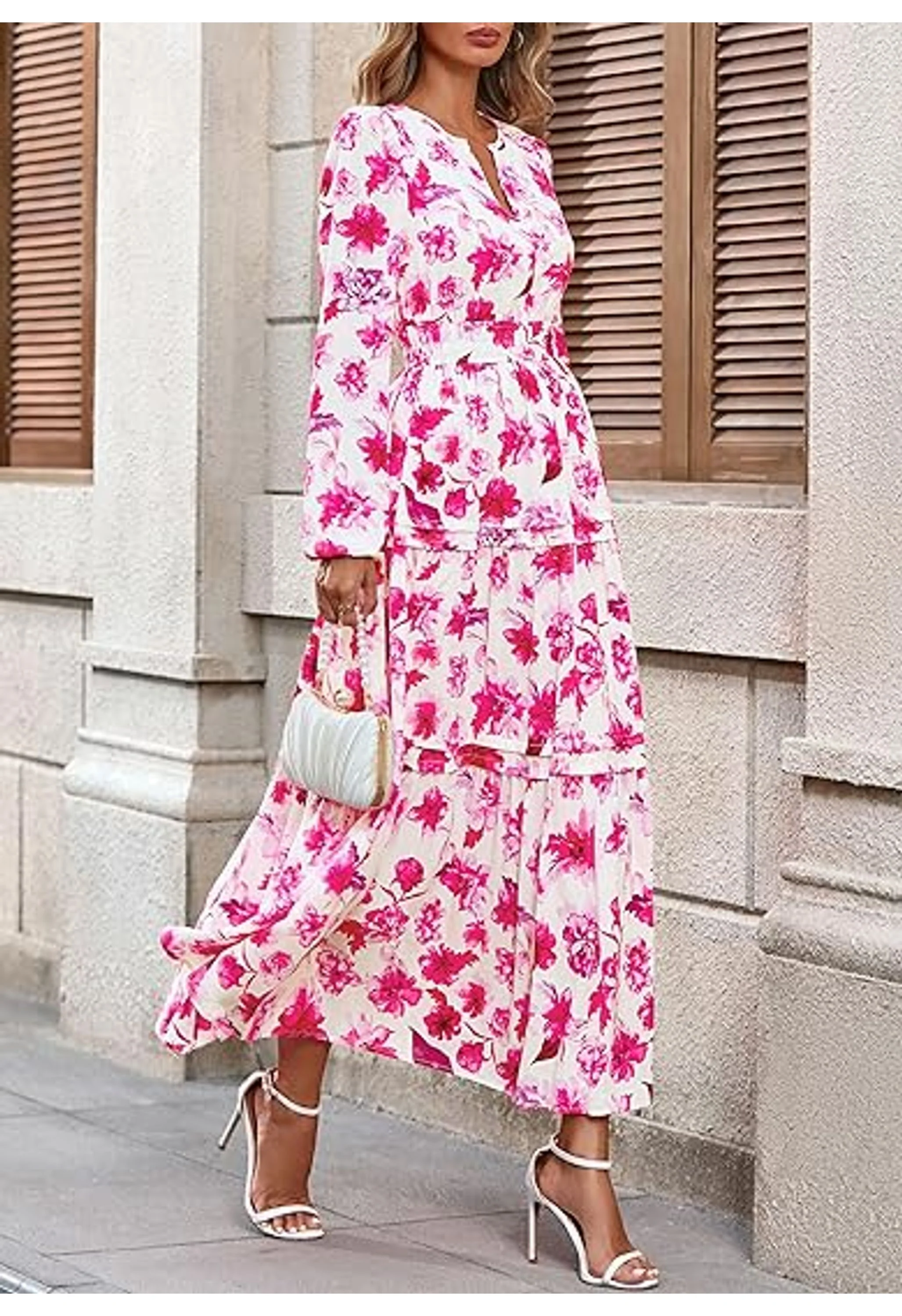 Women's V Neck Flowy Elegant Wedding Guest Dress - Image 2