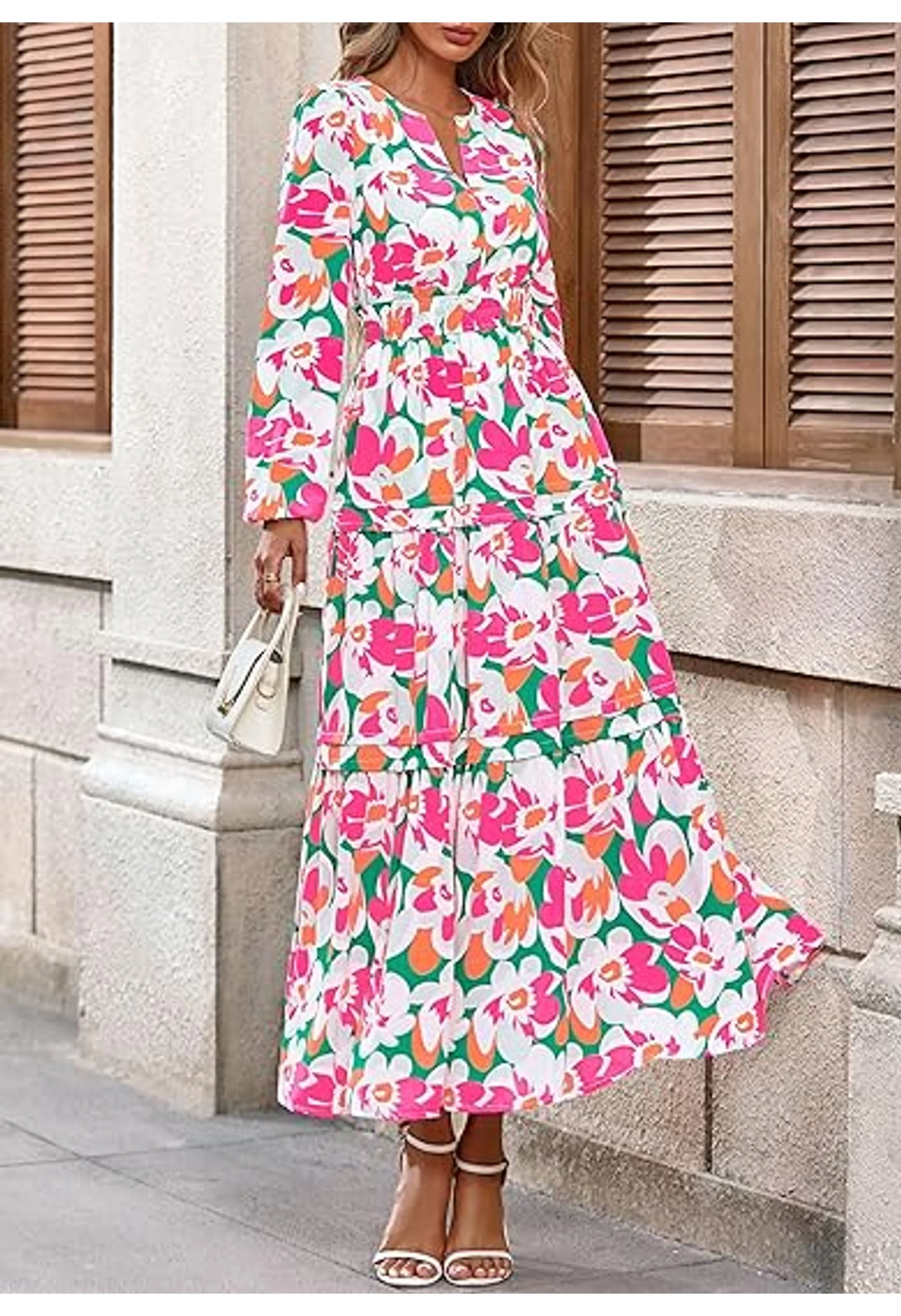 Women's V Neck Flowy Elegant Wedding Guest Dress - Image 2