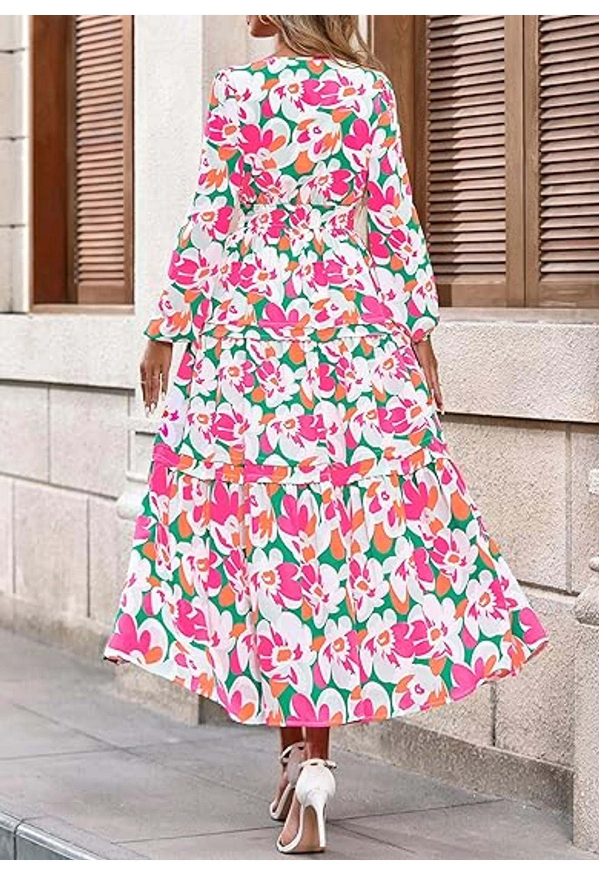 Women's V Neck Flowy Elegant Wedding Guest Dress - Image 3