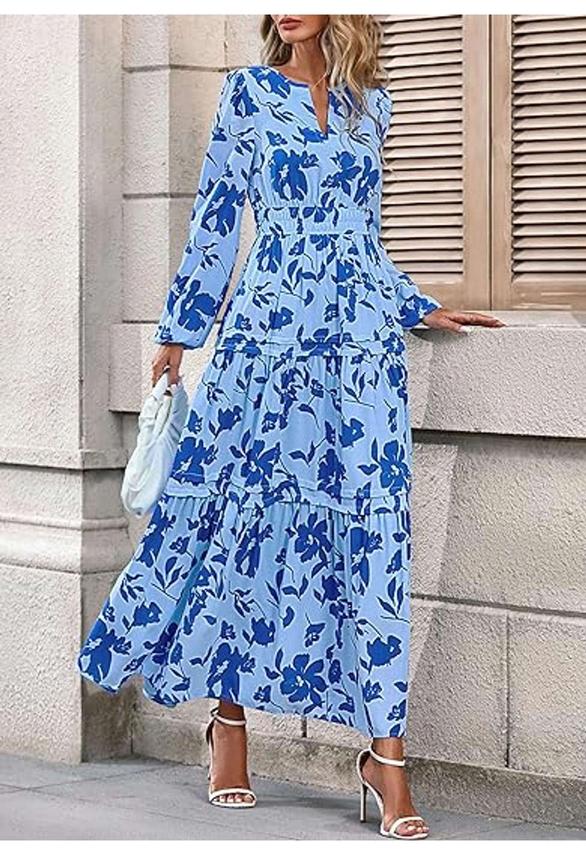 Women's V Neck Flowy Elegant Wedding Guest Dress - Image 2