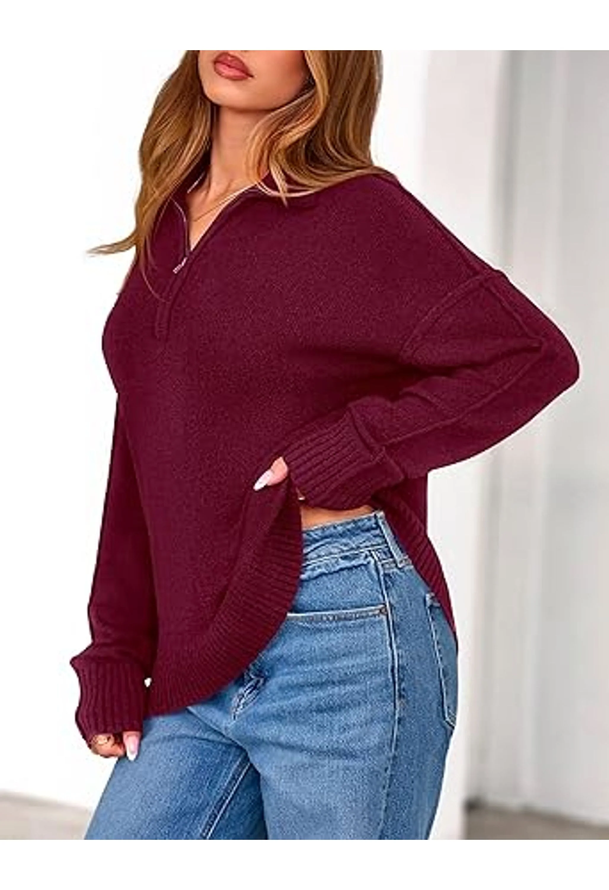 Women's Fall Quarter Zip Pullover Sweaters - Image 2