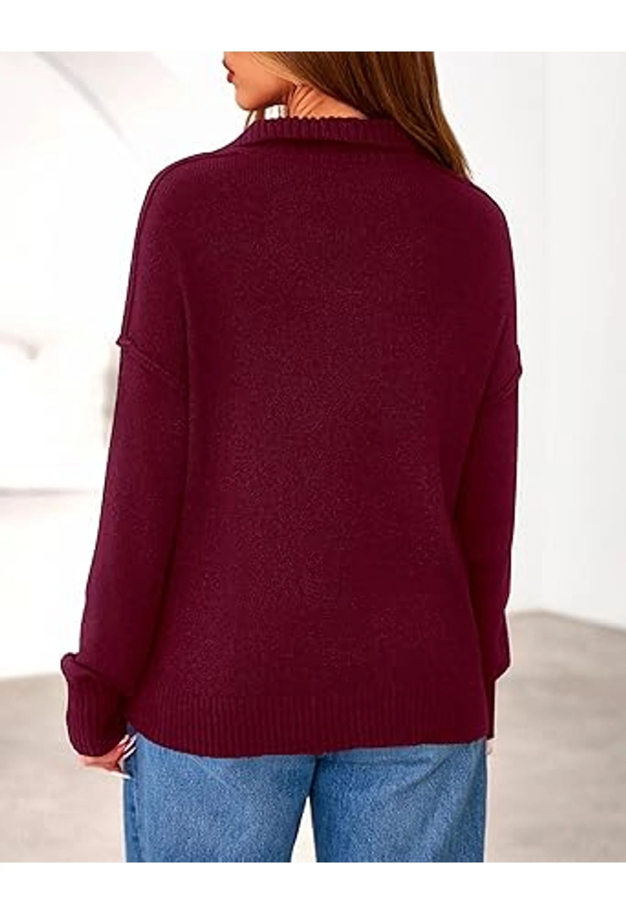 Women's Fall Quarter Zip Pullover Sweaters - Image 3