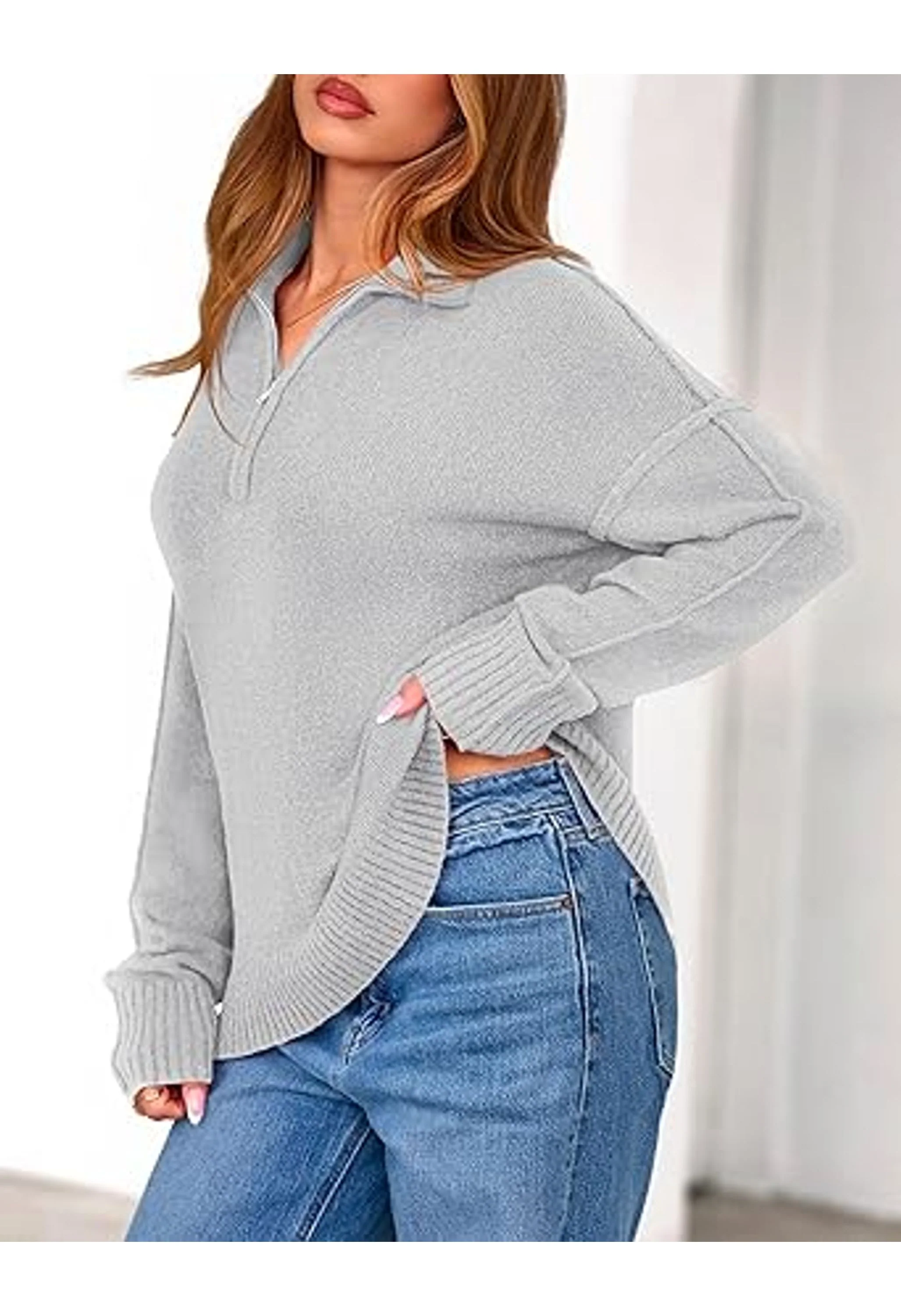 Women's Fall Quarter Zip Pullover Sweaters - Image 2