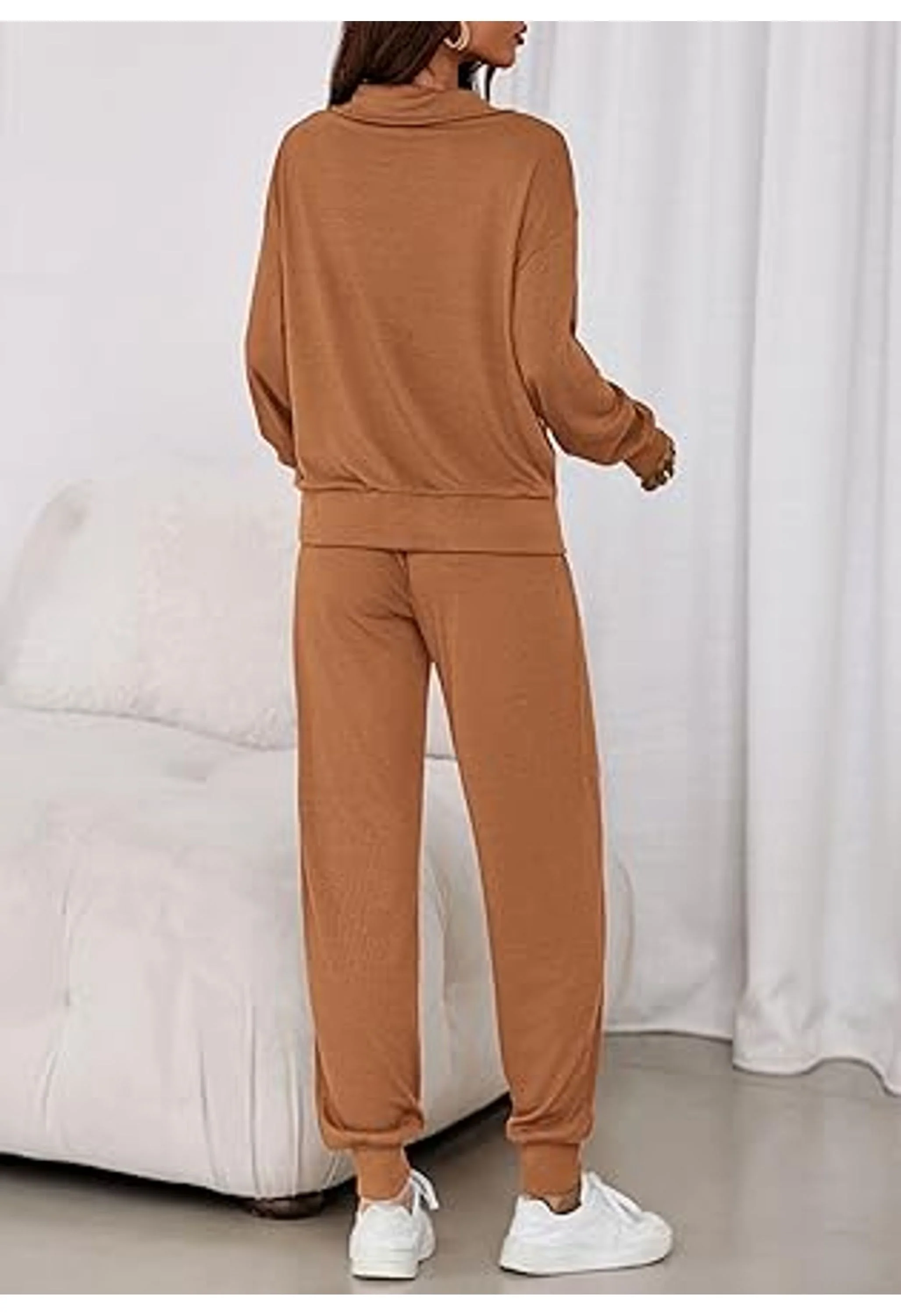 Women's Fall 2 Piece Lounge Sets Zip Up Sweatshirt Jogger Pants Sweat Track Suits - Image 3