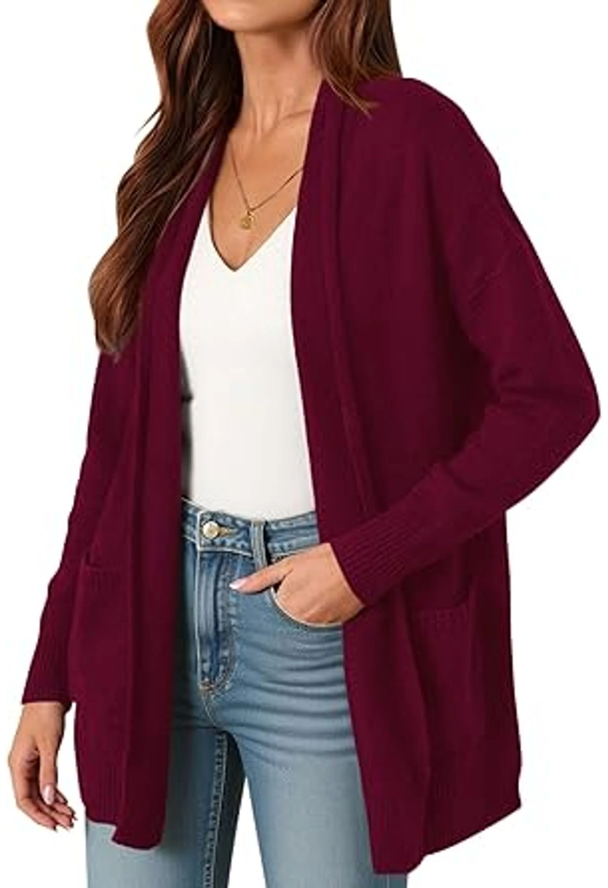 Women's Open Front Cardigan Long Sleeve Cozy Knit Sweaters - Image 2