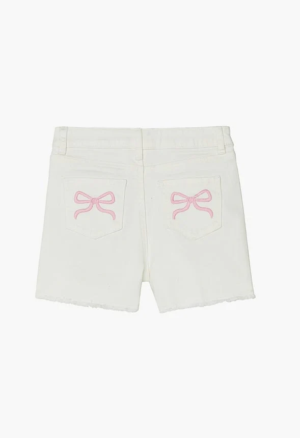 Printed Bow Denim Shorts - Image 7