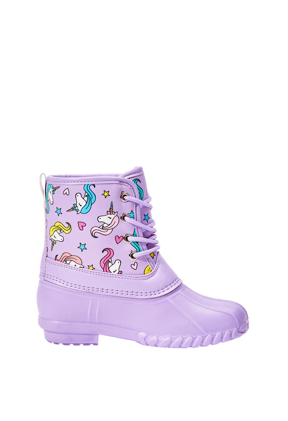 Unicorn Printed Lace Up Duck Boot - Image 3