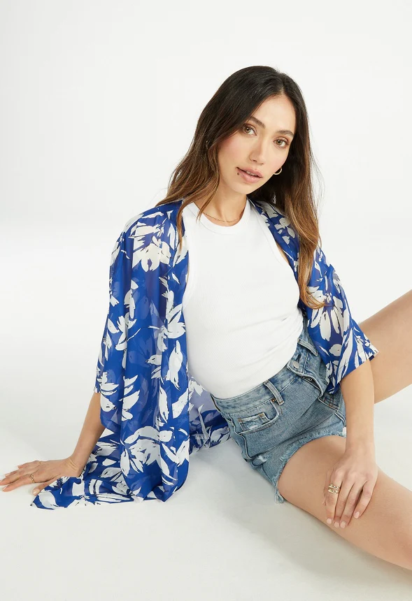 Printed Floral Kimono - Image 3