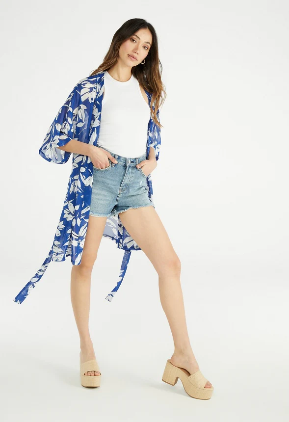 Printed Floral Kimono - Image 6