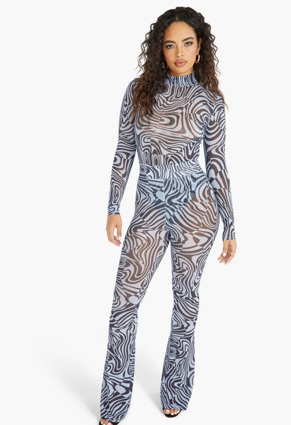 Printed Mesh Bodysuit - Image 4