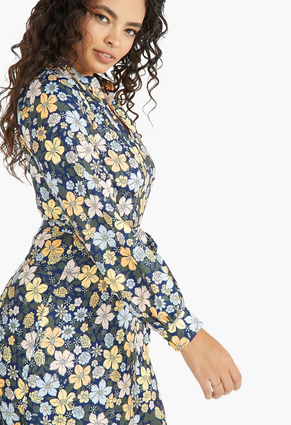 Printed Slit Midi Dress - Image 4