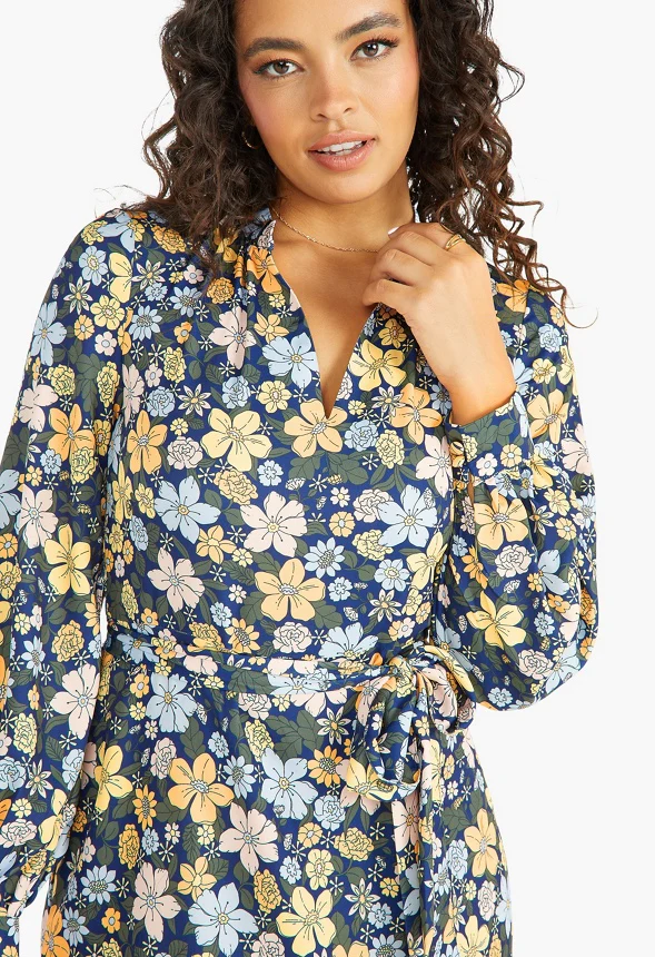 Printed Slit Midi Dress - Image 5
