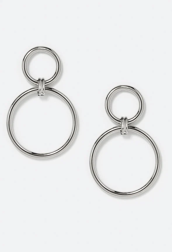 Prue Linked Smooth Metal Drop Earrings - Image 2