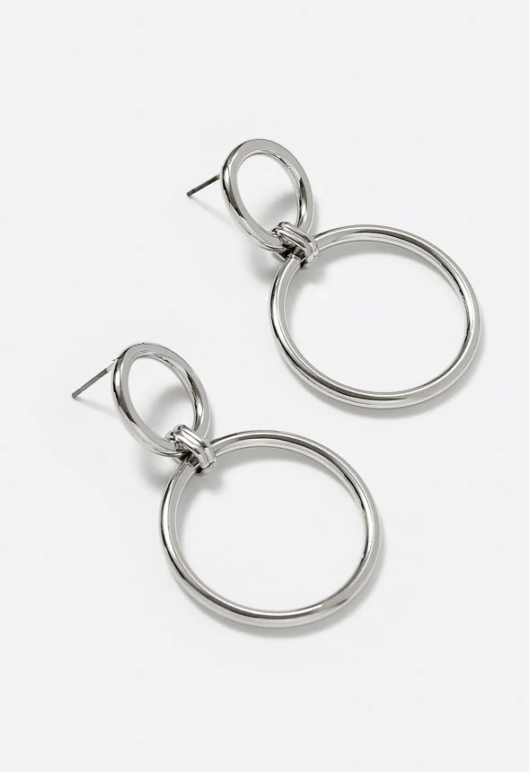 Prue Linked Smooth Metal Drop Earrings - Image 3
