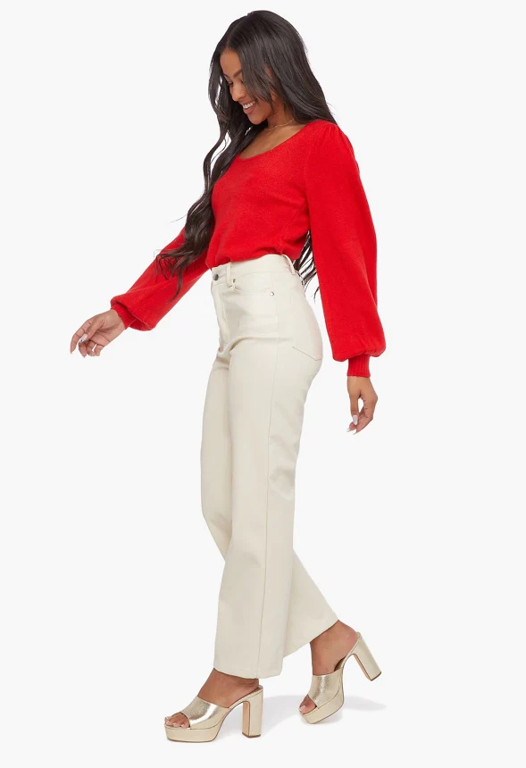 Puff Sleeve Square Neck Sweater - Image 3