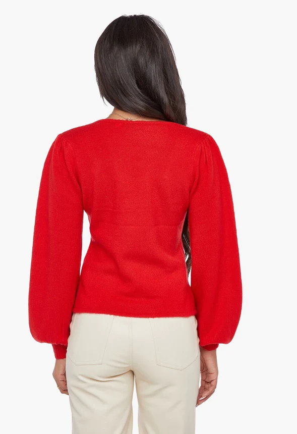 Puff Sleeve Square Neck Sweater - Image 4