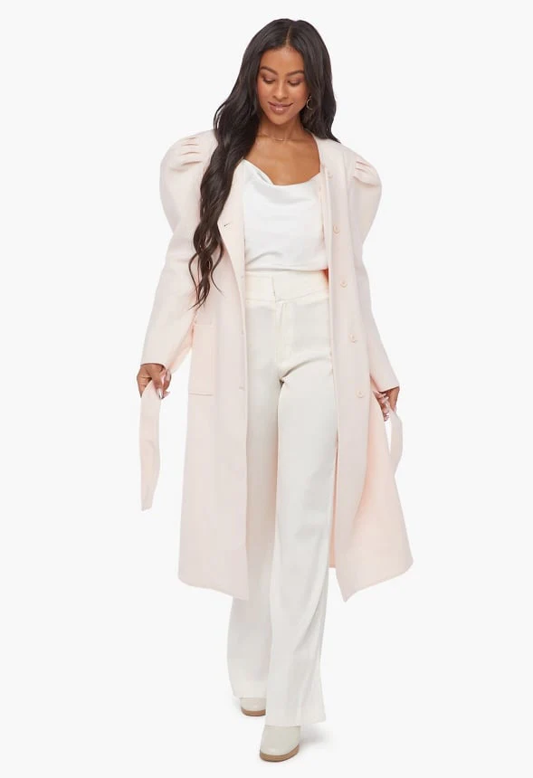 Puff Sleeve Wool Coat - Image 2