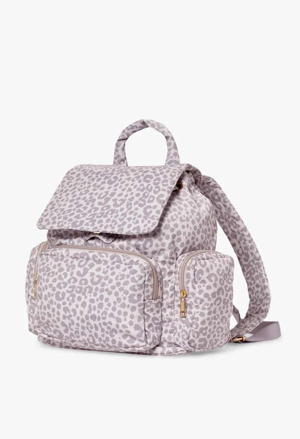 Puffy Nylon Multi Zipper Pocket Backpack - Image 4