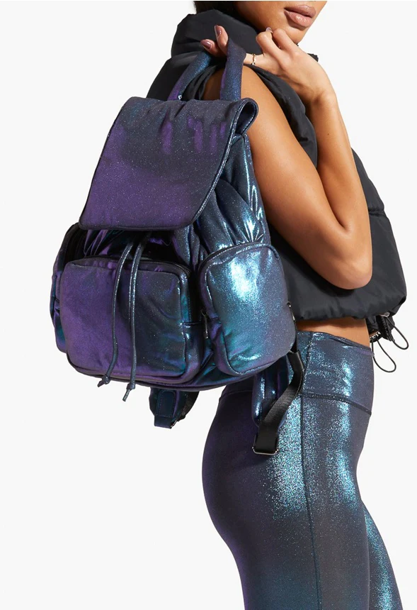 Puffy Nylon Multi Zipper Pocket Backpack - Image 3