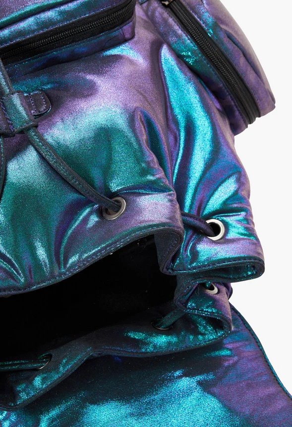 Puffy Nylon Multi Zipper Pocket Backpack - Image 5