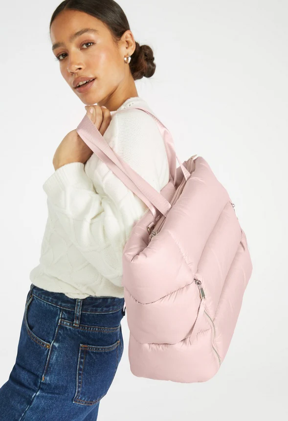Puffy Quilted Zipper Tote - Image 2