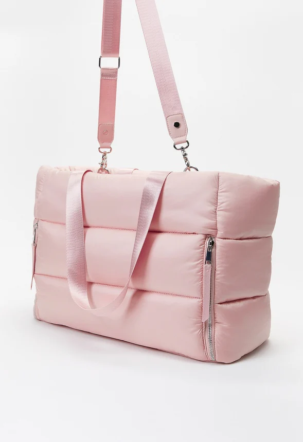 Puffy Quilted Zipper Tote - Image 4