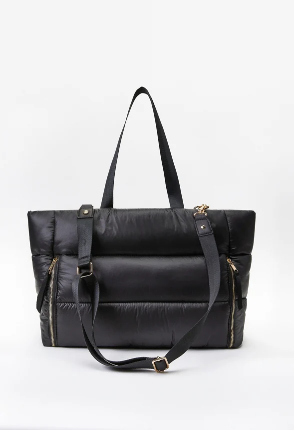 Puffy Quilted Zipper Tote - Image 2