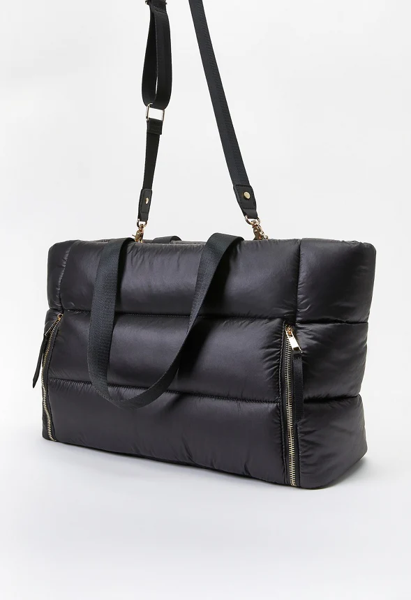 Puffy Quilted Zipper Tote - Image 3