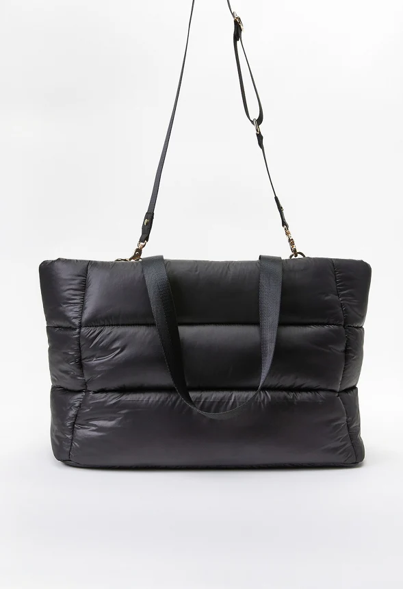Puffy Quilted Zipper Tote - Image 4