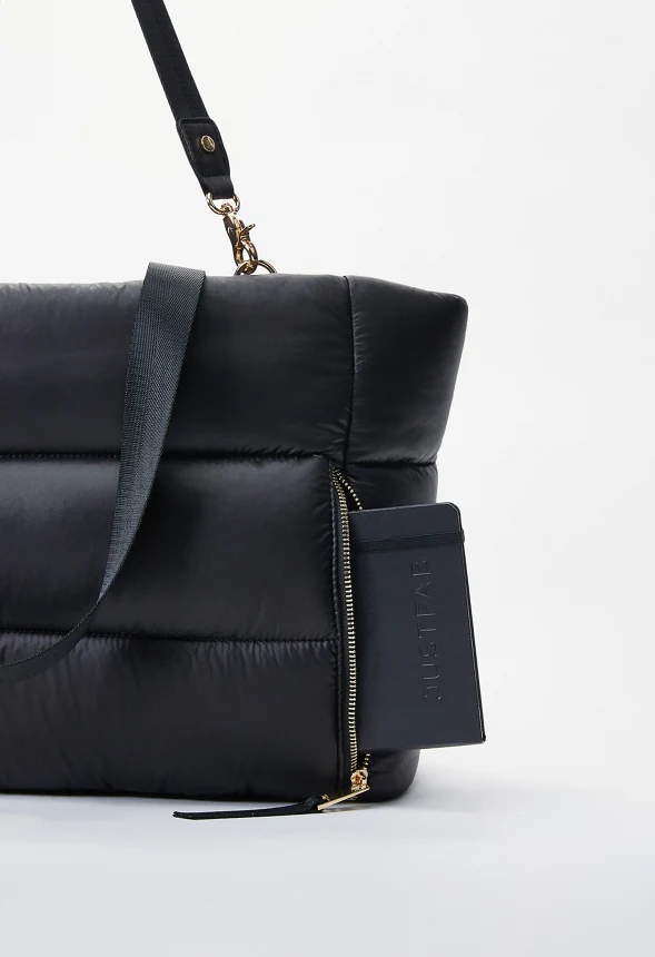 Puffy Quilted Zipper Tote - Image 7
