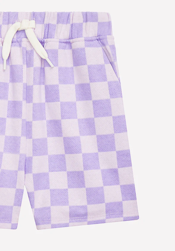 Pull On Checker Fleece Shorts - Image 2
