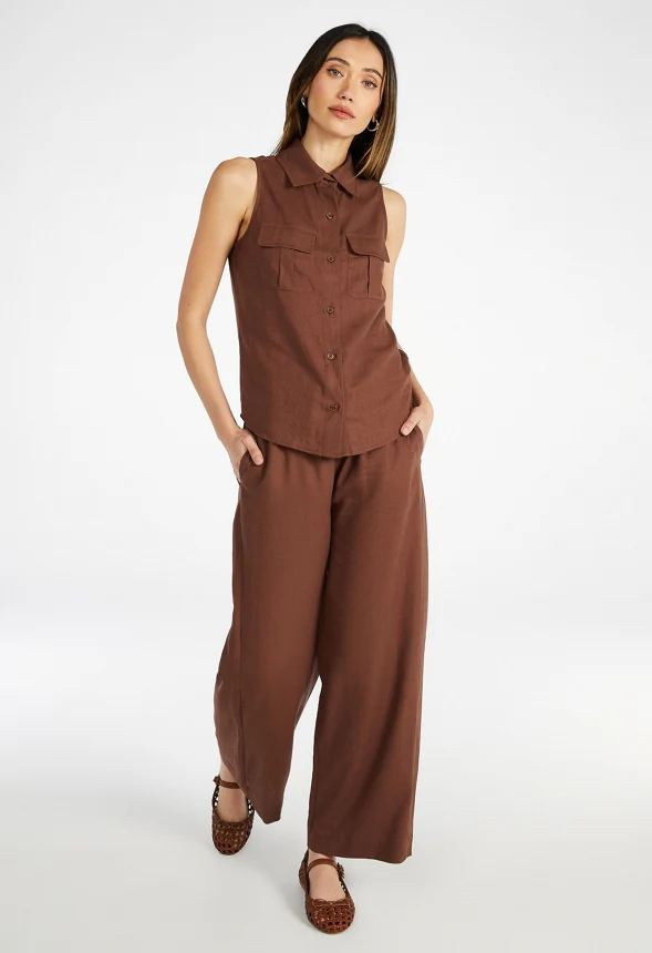 Pull On Wide Leg Cropped Pants - Image 6