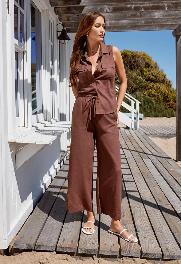 Pull On Wide Leg Cropped Pants - Image 9