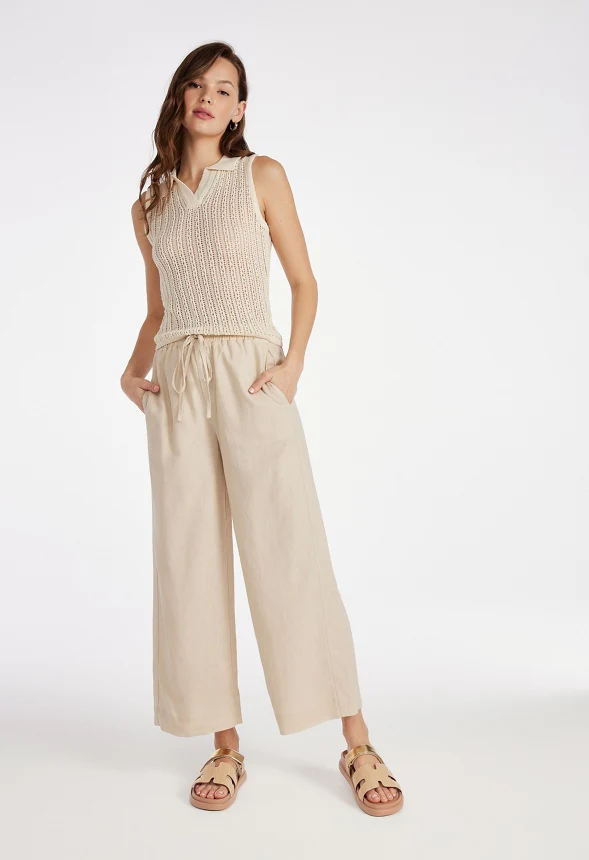 Pull On Wide Leg Cropped Pants - Image 4