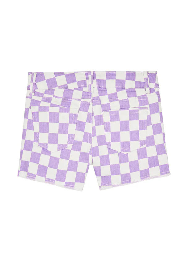 Checkered Frayed Denim Short - Image 3